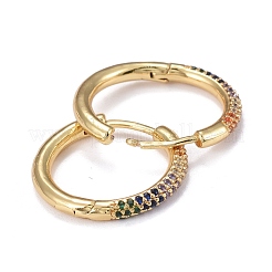 Brass Micro Pave Cubic Zirconia Huggie Hoop Earrings&nbsp;EJEW-K083-36G-A