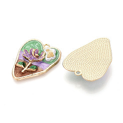 Rack Plating Alloy Enamel and ABS Imitation Pearl and Glitter Powder Pendants&nbsp;ENAM-T091-63A