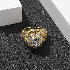 Brass Micro Pave Clear Cubic Zirconia Cuff Finger Rings for Women&nbsp;RJEW-B112-03GP