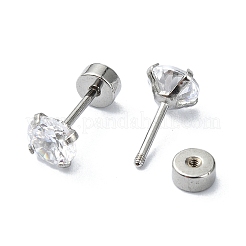 304 Stainless Steel Crystal Rhinestone Ear False Plugs&nbsp;STAS-C089-04C-P