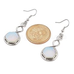 Hexagon Opalite Dangle Earrings&nbsp;EJEW-K298-01P-06