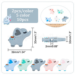 10Pcs 5 Colors Food Grade Eco-Friendly Silicone Beads&nbsp;SIL-CA0001-47