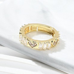 Rack Plating Brass Micro Pave Clear Cubic Zirconia Adjustable Finger Rings for Women&nbsp;RJEW-M028-82G