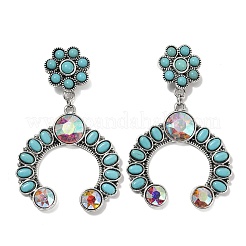 Alloy Synthetic Turquoise Dangle Stud Earrings&nbsp;LS-EJEW-U053-09A-AS