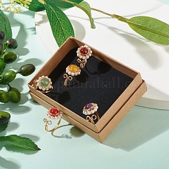 Natural Mixed Gemstone Finger Rings for Girl Women&nbsp;RJEW-TA00012