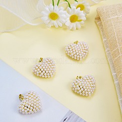 5Pcs Brass & ABS Plastic Imitation Pearl Pendants&nbsp;KK-SZ0003-15C
