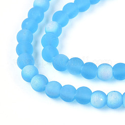 Frosted Transparent Glass Beads Strands&nbsp;GLAA-T032-T4mm-MBB06
