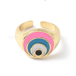 Evil Eye Rack Plating Brass Enamel Cuff Ring for Women&nbsp;RJEW-F143-05G-02