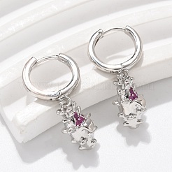 Brass Cubic Zirconia Hoop Earrings&nbsp;EJEW-Q015-01P-A