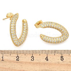 Rack Plating Brass Micro Pave Clear Cubic Zirconia Stud Earrings for Women&nbsp;EJEW-C125-21A-G