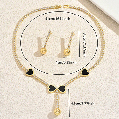 Heart-shaped Brass Cubic Zirconia Necklaces & Earrings Sets for Women&nbsp;UE8340