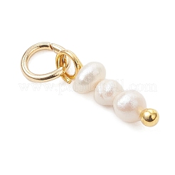 Natural Freshwater Pearl Rondelle Beaded Charms&nbsp;PALLOY-JF04994-02