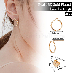20Pcs Long-Lasting Plated Brass Ring Stud Earrings for Women&nbsp;KK-BBC0003-41