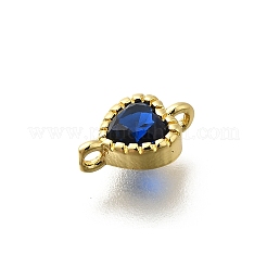 Heart Brass Cubic Zirconia Connector Charms&nbsp;KK-P295-34G-04