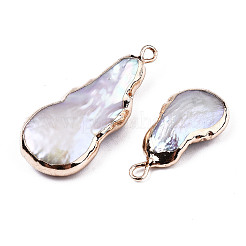 Electroplate Natural Baroque Pearl Keshi Pearl Pendants&nbsp;PEAR-Q008-22G