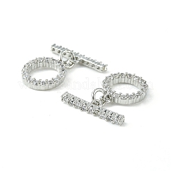 Rack Plating Eco-Friendly Brass Pave Clear Cubic Zirconia Toggle Claps&nbsp;KK-K330-45P