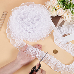 Polyester Pleated Lace Ribbon&nbsp;OCOR-WH0091-77A