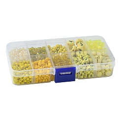 DIY Flat Round & Heart Acrylic & Glass Seed Beads Jewelry Making Findings Kits&nbsp;DIY-FS0006-43B
