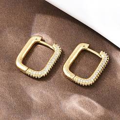 Rectangle Brass Clear Cubic Zirconia Stud Earrings&nbsp;EJEW-A156-12B-G