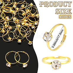 40Pcs Adjustable Alloy Rhinestone Finger Rings for Women&nbsp;RJEW-SP0001-02G