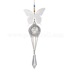 Butterfly 201 Stainless Steel Connector Charms and Glass Suncatchers&nbsp;HJEW-JM04736-02