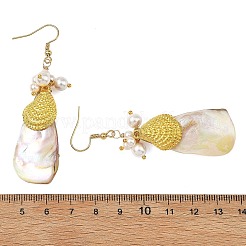 Ocean Shell Pearl & Electroplated Natural Freshwater Shell Dangle Earrings for Women&nbsp;EJEW-JE07400