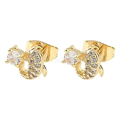 Brass Micro Pave Clear Cubic Zirconia Stud Earrings&nbsp;EJEW-Z144-26G