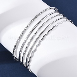 5Pcs 304 Stainless Steel Bangle Set for Women&nbsp;BJEW-S162-01B-P