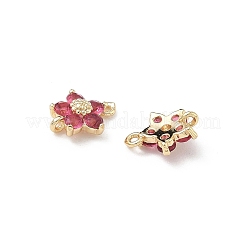 Brass Pave Cubic Zirconia Flower Links Connector Charms&nbsp;KK-H089-34G-05