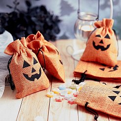 Polyester Imitation Burlap Packing Pouches Drawstring Bags&nbsp;ABAG-PH0002-49