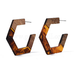 Hexagon Half Hoop Earrings for Women&nbsp;EJEW-N017-006B