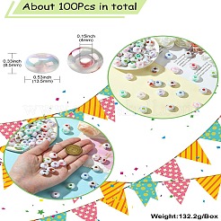 100Pcs UV Plated Rainbow Acrylic Beads&nbsp;PACR-CJ0001-35