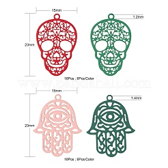 36Pcs 2 Style 430 Stainless Steel Filigree Pendants&nbsp;STAS-LS0001-83