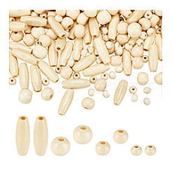 480Pcs 4 Styles Dyed Natural Wood Beads&nbsp;WOOD-PH0003-64