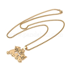 201 Stainless Steel Hollow Cute Cat Pendant Necklaces for Women&nbsp;NJEW-K283-38G