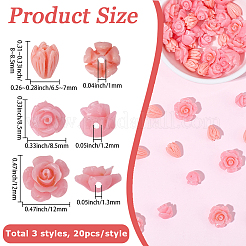 60Pcs 3 Styles Dyed Synthetic Coral Carved Beads&nbsp;CORA-SC0001-21A