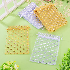 16Pcs 2 Colors Hot Stamping Polka Dot Organza Jewelry Drawstring Bags&nbsp;ABAG-TADJ0001-06D