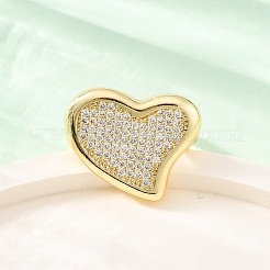 Brass Micro Pave Clear Cubic Zirconia Cuff Rings for Women&nbsp;RJEW-U047-16G