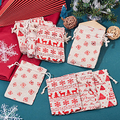 20Pcs 4 Styles Christmas Theme Cotton Fabric Cloth Bags&nbsp;ABAG-TA0002-04B