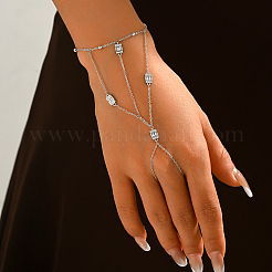 Elegant Brass Pave Clear Cubic Zirconia Multi-Layer Chain Rectangle Link Ring Bracelets for Women&nbsp;PZ1689