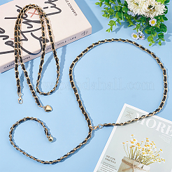 2Pcs 2 Style Aluminum Link Chain Belts with Round & Heart Charms&nbsp;AJEW-FG0002-89