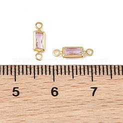 SHEGRACE Brass Pave Cubic Zirconia Rectangle Connector Charms&nbsp;XGRQ2O223-445B-G