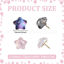 30Pcs 2 Colors Resin Star Drawing Pins&nbsp;HJEW-PH02186