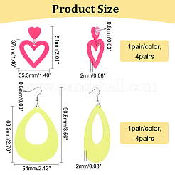 8 Pairs 8 Style Acrylic Heart & Teardrop Dangle Stud Earrings with Steel Pins for Women&nbsp;EJEW-PH0001-12