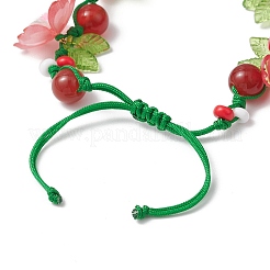 Floral Acrylic Beads Braided Bead Bracelets for Women&nbsp;BJEW-MZ00184-01