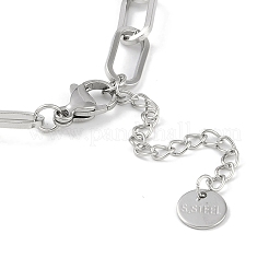Tarnish Resistant 304 Stainless Steel Paperclip Chain Rectangle Link Bracelets for Women&nbsp;BJEW-C071-02P