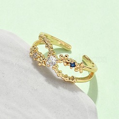 Brass Micro Pave Cubic Zirconia Cuff Rings&nbsp;RJEW-V009-09G