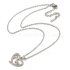 Mother's Day Brass Micro Pave Cubic Zirconia Heart Pendant Necklaces&nbsp;NJEW-R263-03A-P
