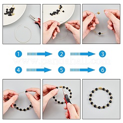 DIY Natural Black Agate Stretch Bracelets Making Kits&nbsp;DIY-NB0004-43