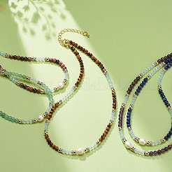 Natural Mixed Gemstone & Pearl & Opalite Beaded Necklace for Women&nbsp;NJEW-JN03977